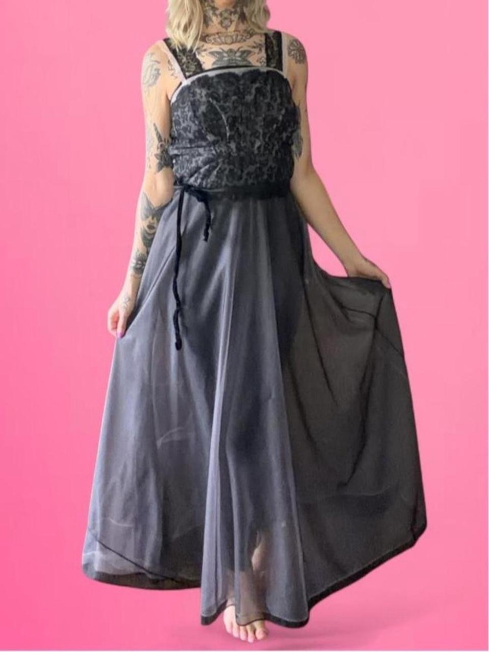 vintage 1950s 1960s chiffon nightgown